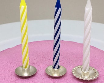 Birthday candle holder in sterling silver for cake, wedding cake, cupcake. Handmade candle holder for birthday decoration.