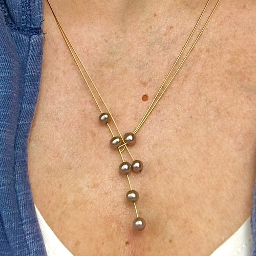 Pearl Necklace. Freshwater Pearls on a Wire of Gold. You Can Etsy