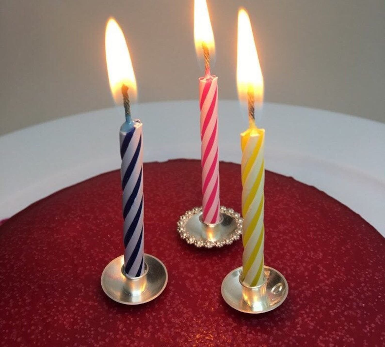 Sterling Silver Birthday Candle Holder. Cake Decoration for Etsy