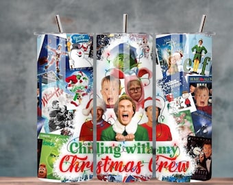 Chilling with the Christmas Crew Tumbler Designs 20oz Straight Sublimation Digital Download - Design Only