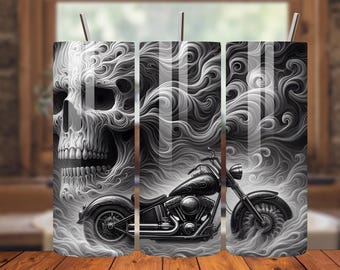Skull Motorcycle Ghost Tumbler Designs 20 oz Sublimation Digital Download - Design Only