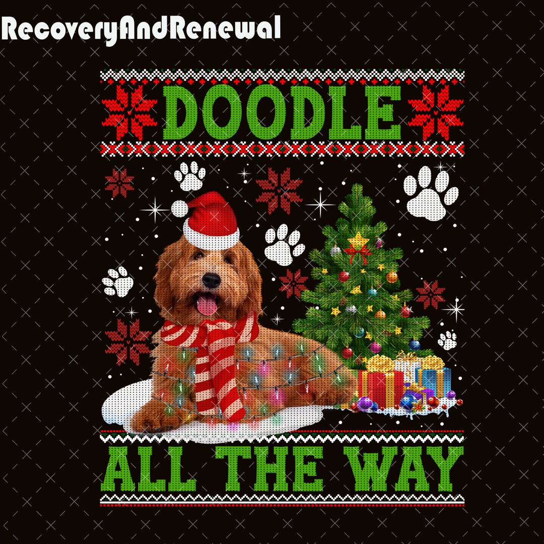 Doodle All the Way Christmas Png, Doodle Santa Hat Christmas Png ...