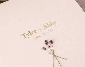 Natural Linen Guest Book | Emboss available in Gold, Silver and Black foils | Wedding Photo Album Instax Mini or Polaroid Photos