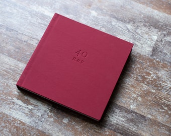 Red Leather Photo Album with custom blind embossing (personalized)