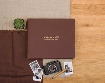 Brown Wedding Guestbook | Wedding Photo Album | Gold emboss | Perfect Bride Gift