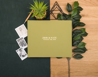 Wedding guest book in Olive Green | Wedding Photo album | Gold lettering