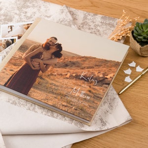 Photo Cover Wedding Guest Book | Personalized Photo + Linen Cover | Model PC-1