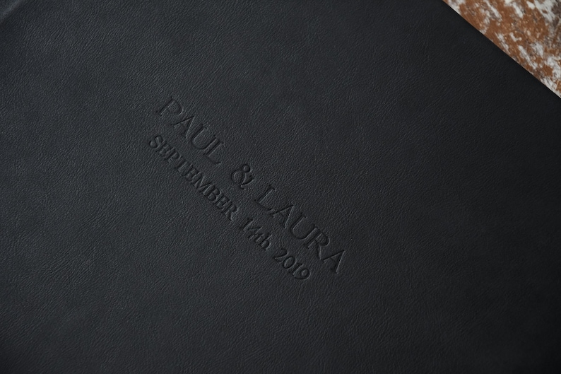 Premium Guest Book in Black Leather With Names on the Cover Etsy
