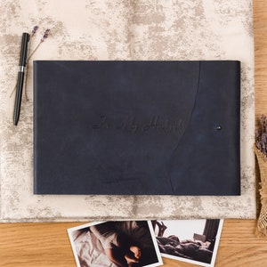 Boudoir book for your significant other/partner | Genuine Indigo Leather Cover with Personalization