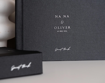Black and Silver Guestbook with Layflat pages and page spacers
