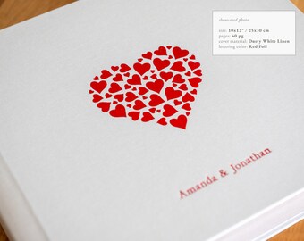 Lay Flat Polaroid Wedding Guestbook Album with Photo Pockets in Dark Gray Stone Linen
