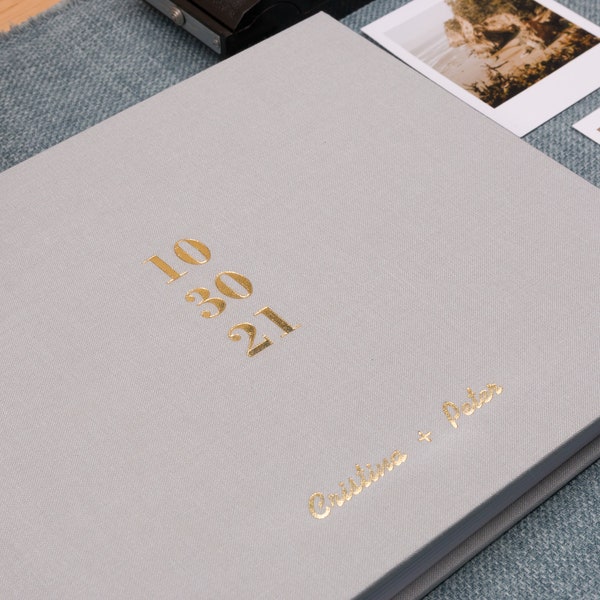 Polaroid Guest Book in Dusty Gray linen | Fuji Instax Book and Photo booth Album