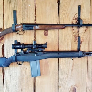 Rifle Shotgun Musket Muzzle Loader Wall Mount Hangers Hooks Gun Racks - Free Shipping - VERDICT BRACKETS - 1 Pair - Solid Steel - Felt Lined