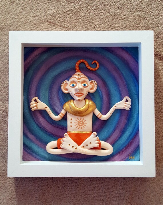 Yoga Alien Wall Art 3d Polymer Clay Decor Handmade Gift Etsy