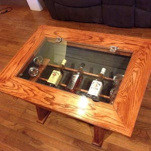 Whiskey Barrel Coffee Table with Bottle storage image 9