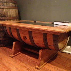 Whiskey Barrel Coffee Table with Bottle storage image 6