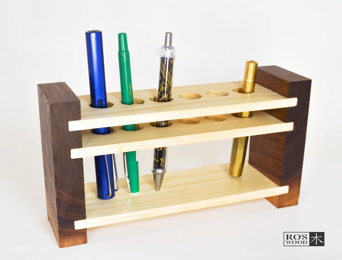 Wood Fountain Pen Holder Wood Pen Display Wooden Pencil Etsy