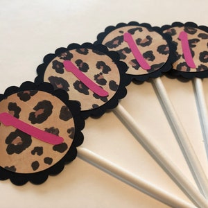 Toppers de cupcake de leopardo, toppers de leopardo, toppers de pastel de leopardo, toppers de guepardo, toppers de leopardo uno, cumpleaños de leopardo, decoración de leopardo
