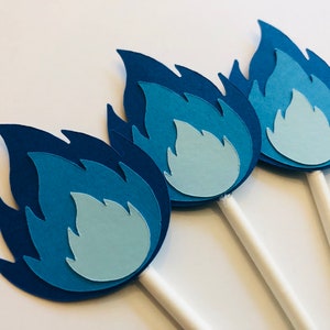 Blue flame toppers, blue flame cupcake toppers, flame toppers, fire toppers, firefighter toppers, camp toppers, camping toppers, flame