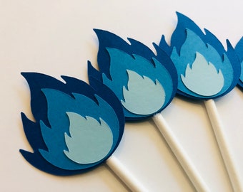 Toppers de flamme bleue, toppers de cupcake de flamme bleue, toppers de flamme, toppers de feu, toppers de pompier, toppers de camp, toppers de camping, flamme