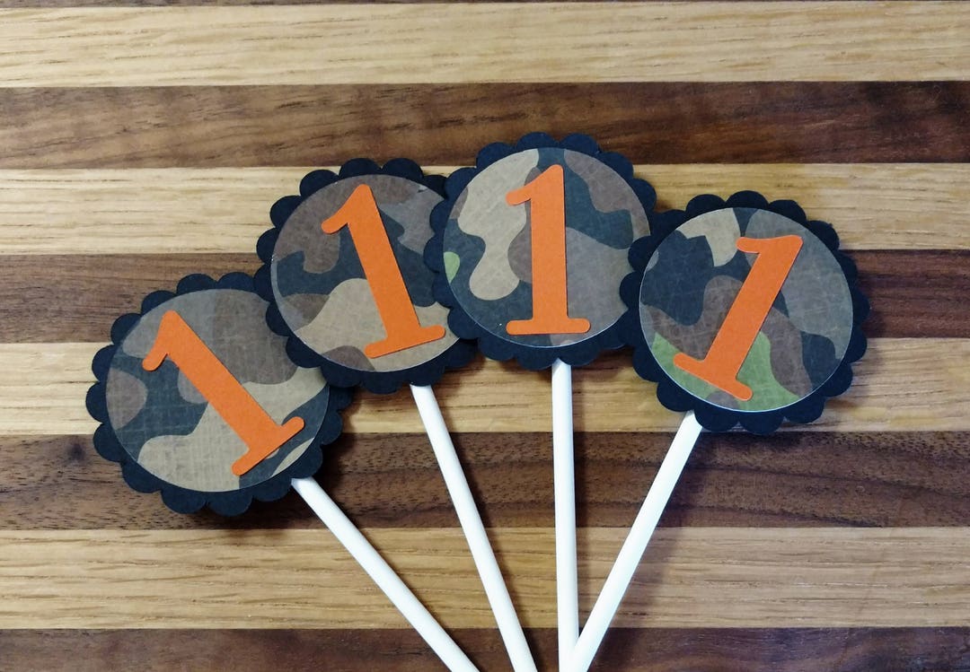 Camo One Cupcake Toppers Camo Toppers Camo Party Camo Etsy