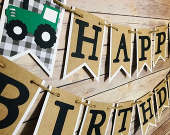 Buffalo Check Traktor Banner, Traktor Banner, Gingham Traktor Banner, Gingham Banner, Buffalo Check Banner, Barnyard Banner, Traktor Party