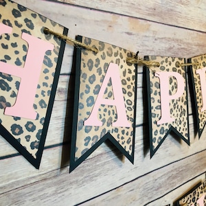 Leopard Banner, rosa Leopard Banner, Geburtstagsbanner, Geburtstagsbanner Leopard, Geparden Banner, Leopard Dekor, Gepard Dekor, Leopard