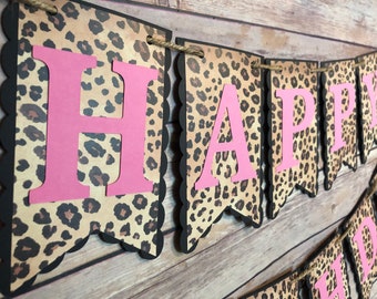 Luipaard Gelukkige verjaardag banner, luipaard banner, verjaardag banner, cheetah banner, luipaard verjaardag, luipaard partij, luipaard decor, luipaard