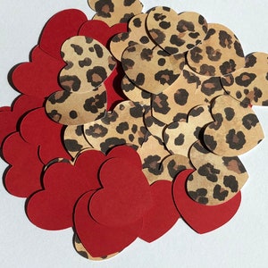 Leopard heart confetti, leopard confetti, cheetah confetti, heart confetti, valentine&#39;s confetti, animal print confetti, confetti, leopard