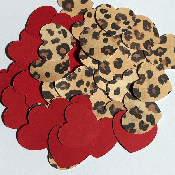 Leopard heart confetti, leopard confetti, cheetah confetti, heart confetti, valentine's confetti, animal print confetti, confetti, leopard