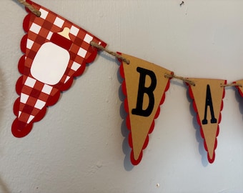 Baby Q Banner, baby banner, baby shower banner, bbq banner, picnic banner, gingham banner, shower banner, bbq baby shower, baby q party, bbq