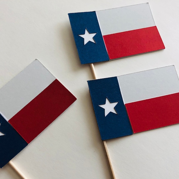 Texas Flag Cupcake Toppers, flag toppers, texas toppers, texas state toppers, texas party, texas party decor, texas theme, texas, flag decor