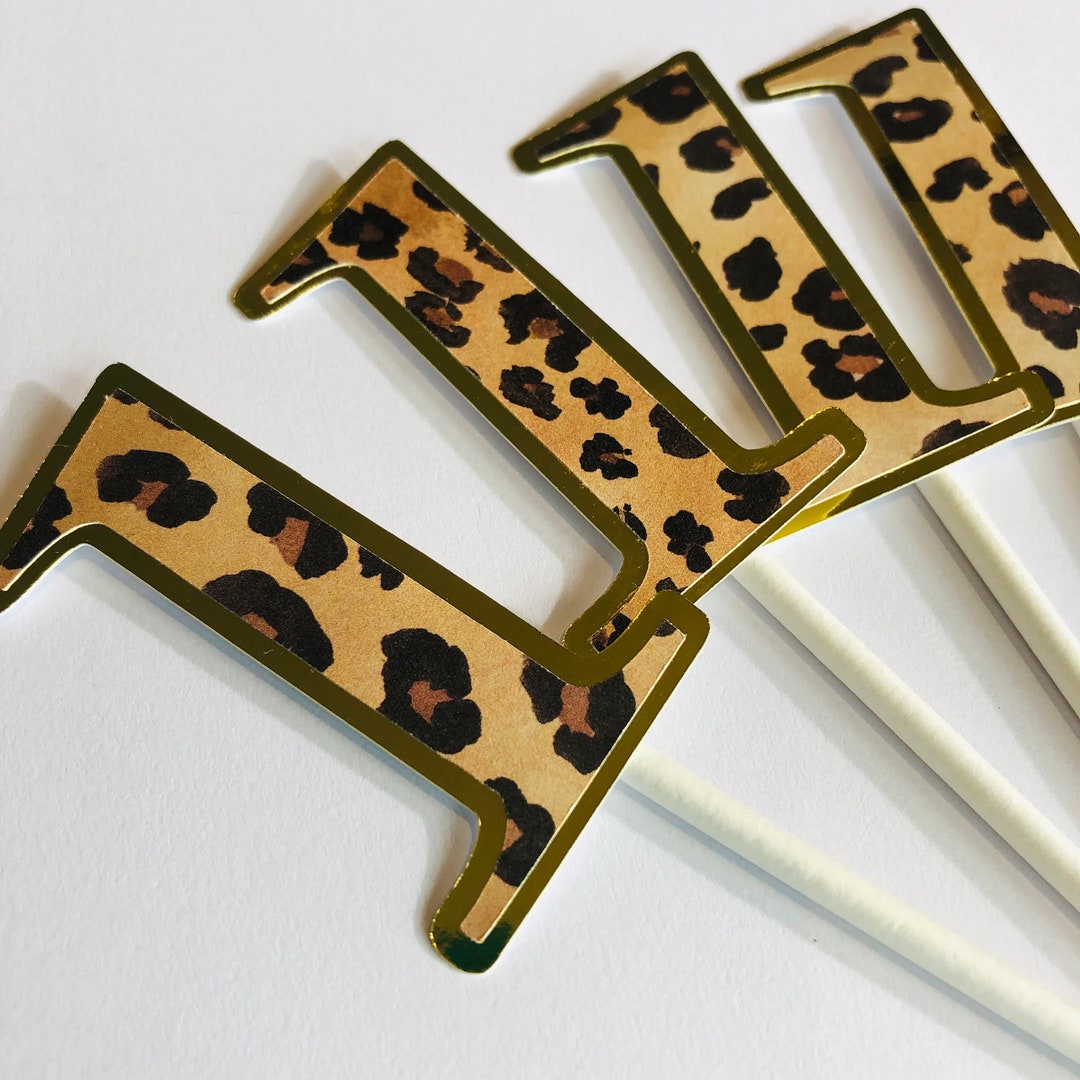 Gold Foil Leopard Toppers, Leopard Toppers, One Toppers, Gold Toppers
