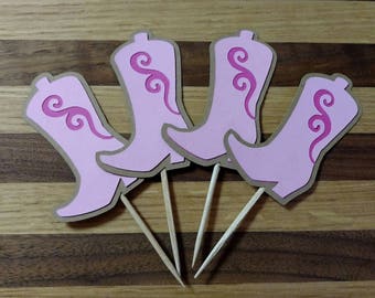 Cowgirl Boot Cupcake Toppers, cowgirl toppers, western toppers, rustic toppers, boot toppers, rustic wedding toppers, cowgirl party, cowgirl
