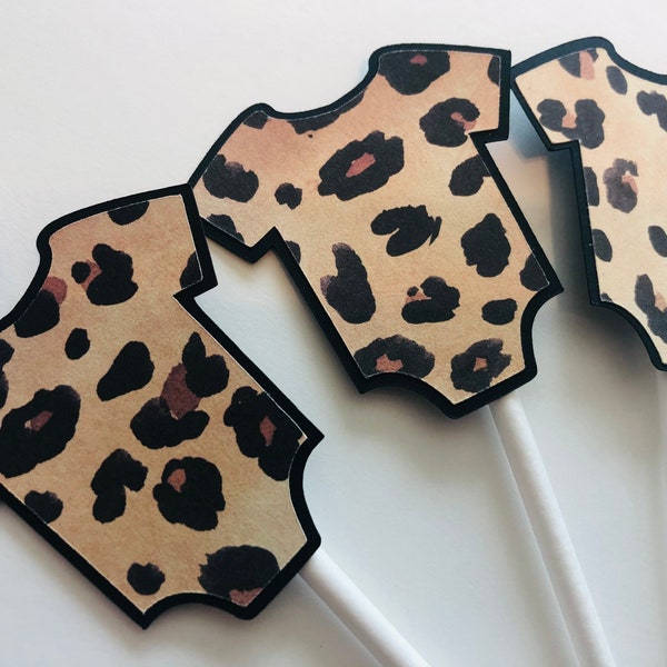 Leopard onesie toppers, leopard toppers, cheetah toppers, baby onesie toppers, baby shower toppers, wild one toppers, leopard decorations