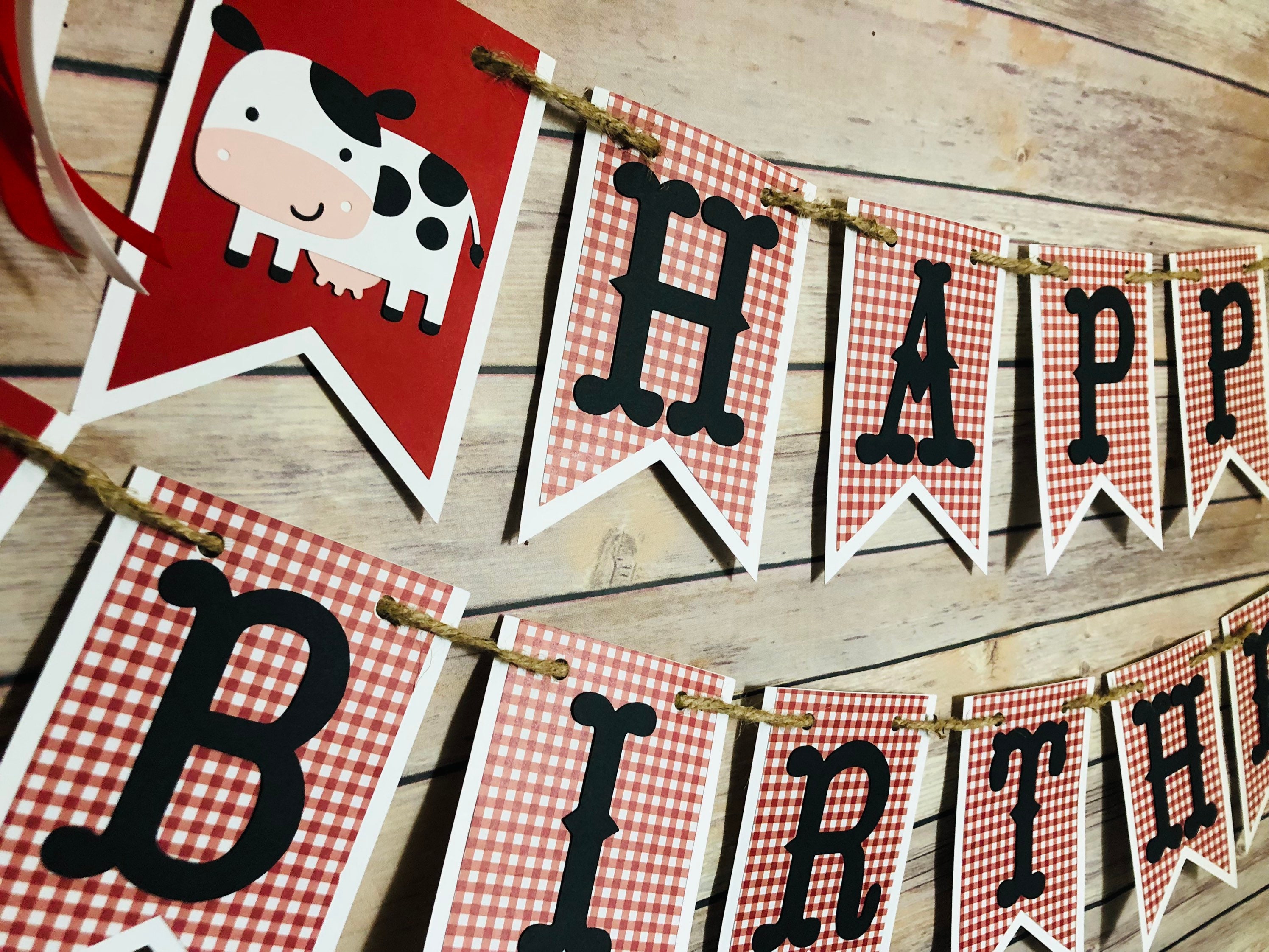 Cow Birthday Banner - Etsy Cow Birthday Banner - Etsy