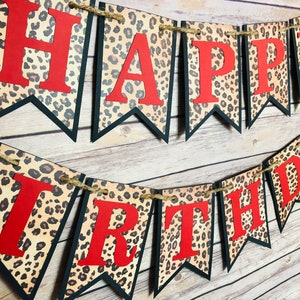 leopard banner, cheetah banner, leopard happy birthday banner, happy birthday banner, leopard decor, leopard party, leopard birthday