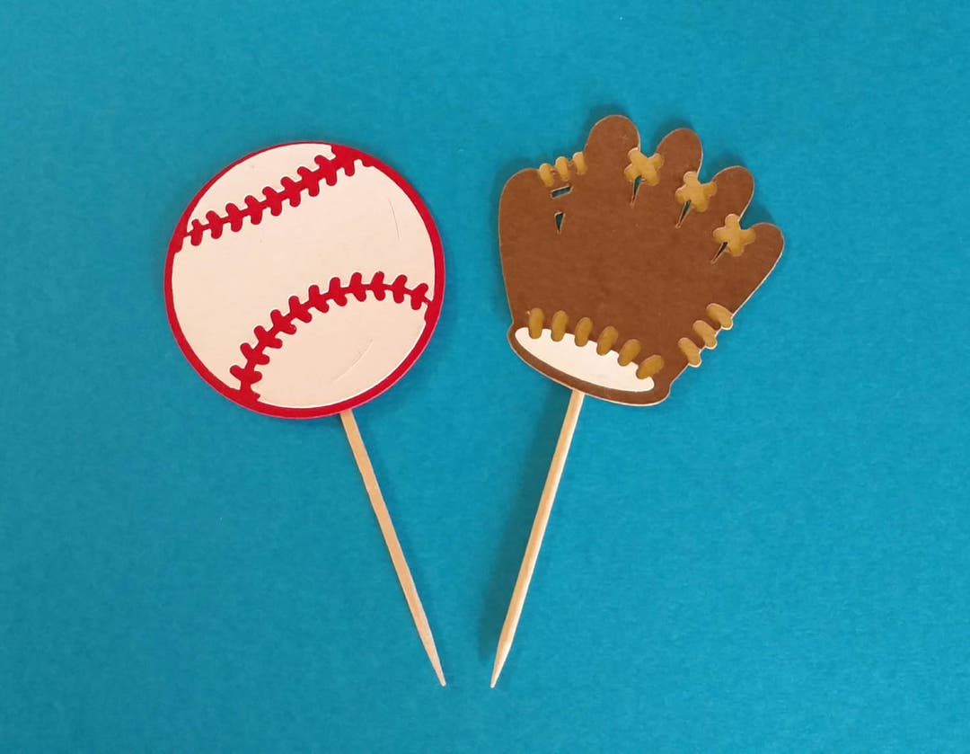 Baseball &amp; Glove Cupcake Toppers, Baseball Toppers, Sport Toppers ...