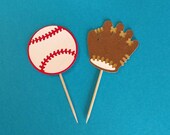 Baseball &amp; Glove Cupcake Toppers Baseball Toppers Sport - Etsy