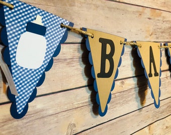 Estandarte de bebé Gingham, estandarte de bebé, estandarte de bebé q, estandarte de barbacoa, estandarte de picnic, estandarte de baby shower, estandarte de gingham, decoración q de bebé, fiesta de barbacoa