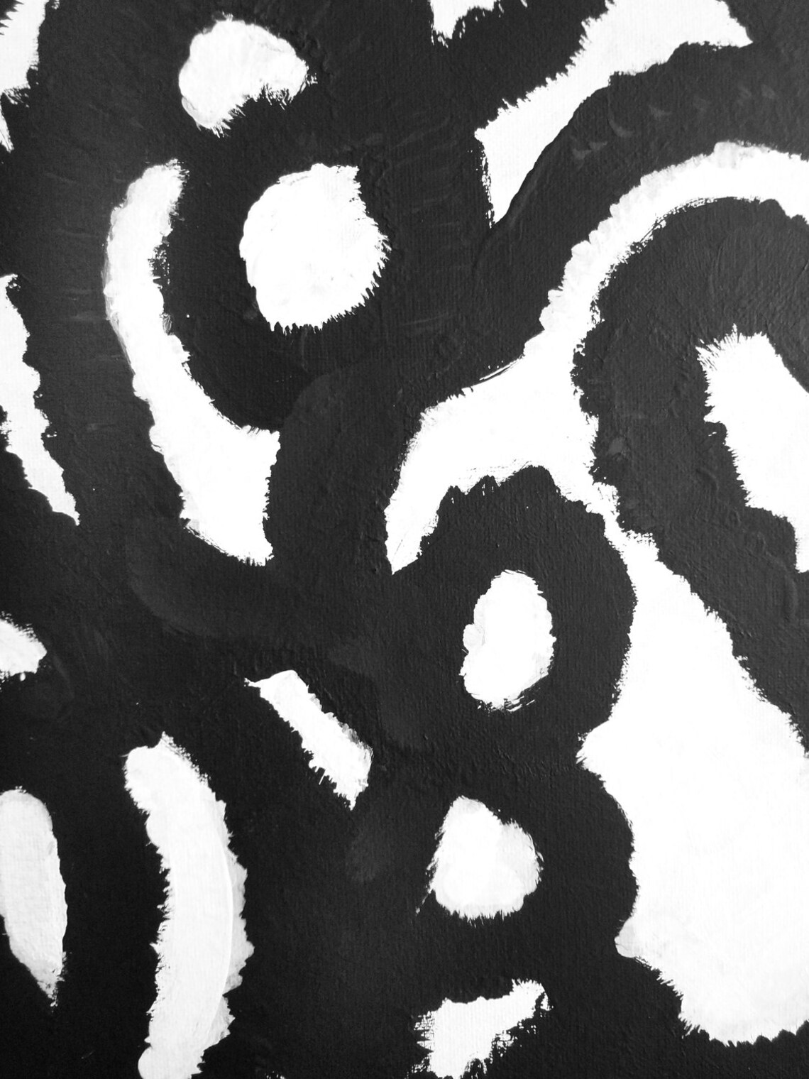 Black and White Abstract Painting Living Room Art Dining Room Etsy