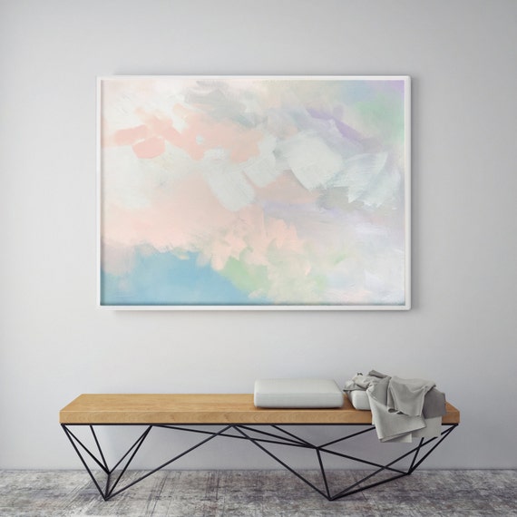 Z Large Abstract Pastel Pink Light Blue Light Green Abstract Modern Pastel Colors Nursery Art Baby Art Bedroom Paste Living Room Art Dining