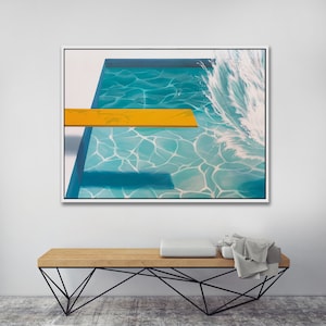 Abstract Splash, landscape, blue, pool, yellow, teal, water, wave, summer, fun,