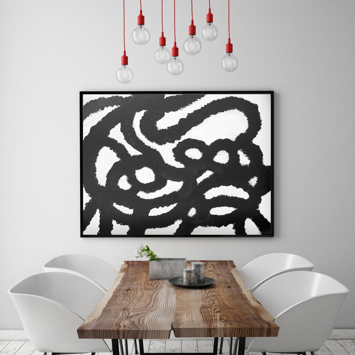 Black and White Abstract Painting Living Room Art Dining Room - Etsy