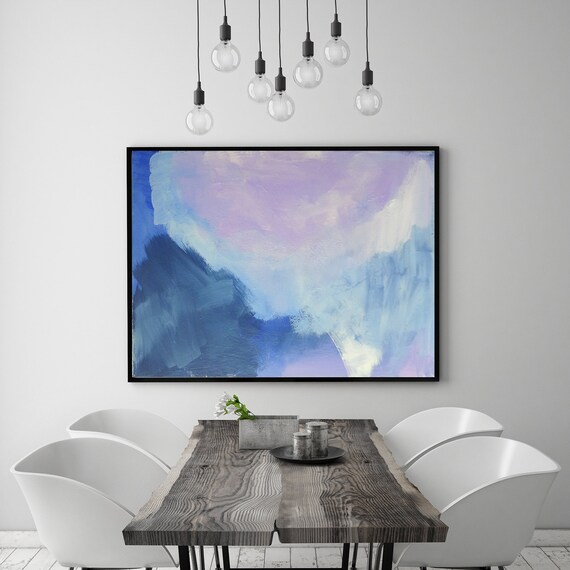 Large Modern Abstract Blue Purple Navy Wall Art Painting Bedroom Decor Living Room Decor