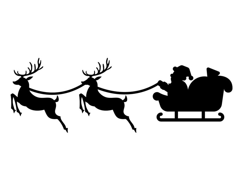Christmas Sleigh Cut File Santa Sleigh SVG Santa With | Etsy