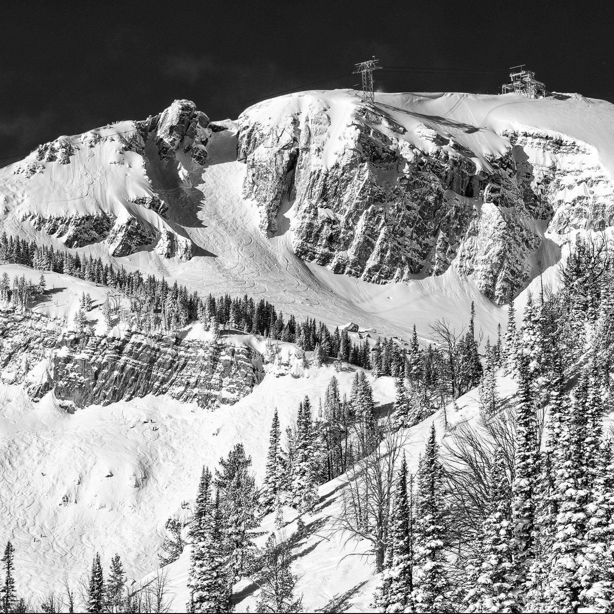 Corbet's Couloir at Jackson Hole Resort - Square B&W Photo - Etsy