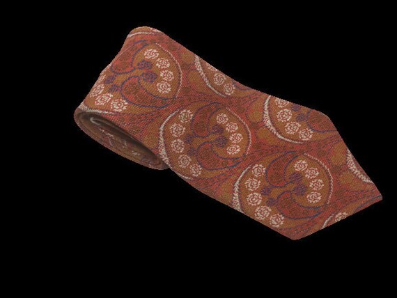 Vintage 1970's Retro Burnt Orange & Red Men's Neck