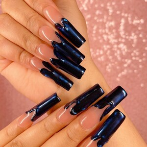 Deep Dive | Glossy Press-Ons | Durable | All Lengths| High-Quality | Reusable| Custom Design| Trendy & Affordable Nail Art| Glam| High Gloss