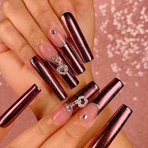 Gifted | Glossy Press-Ons | Durable | All Lengths| High-Quality | Reusable| Custom Design| Trendy & Affordable Nail Art| Glam| High Gloss